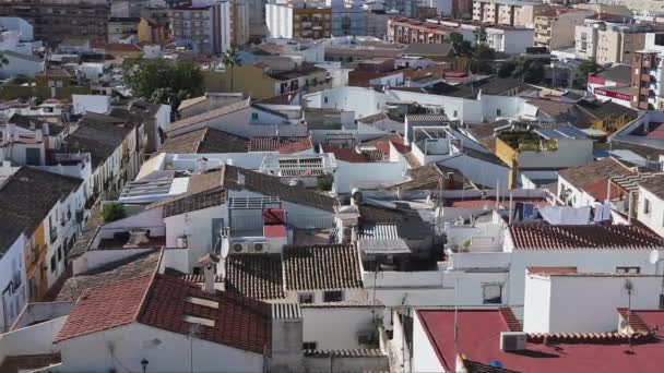 西班牙阿利坎特 丹妮亚 俯瞰丹妮亚部分地区的屋顶 大部分是平房和许多天台花园 这个城市的城市风格是显而易见的 — 图库视频影像