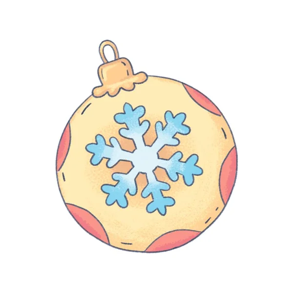 Illustration Einer Weihnachtskugel Mit Einer Schneeflocke Pastellfarben Für Neujahr Und — Stockfoto