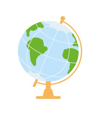 Küresel vektör çizimi. Çizgi film tarzında resim beyaz arkaplanda izole edilmiş. Çalışma, ofis, okul teması üzerine resim