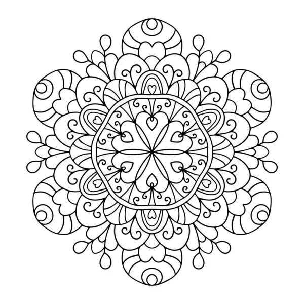 Mandala Vectorial Con Flores Hojas Libro Botánico Para Colorear Para — Archivo Imágenes Vectoriales