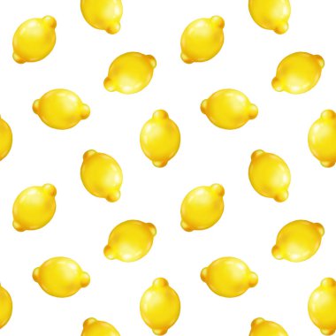 Parlak limonlar. Beyaz arkaplanda tekstil ve ambalaj kağıdı için şirin, pürüzsüz desen