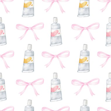 Boya, fiyonk. Pastel renklerde beyaz arkaplanda sulu boya deseni. Okula dönen sevimli çocukların çizimleri.