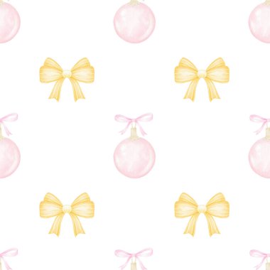 Noel ağacı topu, eğil. Pastel renklerde beyaz arkaplanda sulu boya deseni. Noel için şirin bir kış çizimi