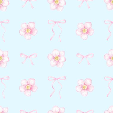 Çiçekler, selam verin. Tekstil ve ambalaj kağıtları için suluboya desenli. Sevgililer Günü, Anneler Günü, Doğum Günü için şirin bir bahar illüstrasyonu