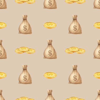 Para çantası, bozuk paralar. Kovboyların temasındaki suluboya desenler