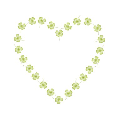 Clover, Patrick 'in günü. Pastel renklerde suluboya çerçeve şablonu. Çocuk tekstil ürünleri, ambalaj kağıtları ve kartlar için şirin bir suluboya çizimi.