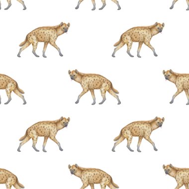 Sırtlan. Pastel renklerde sulu boya deseni. Tekstil ve ambalaj kağıdı için sevimli hayvan çizimi