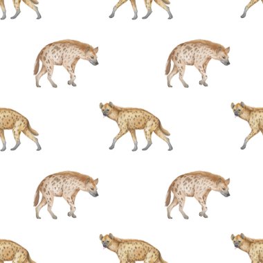 Sırtlan. Pastel renklerde sulu boya deseni. Tekstil ve ambalaj kağıdı için sevimli hayvan çizimi