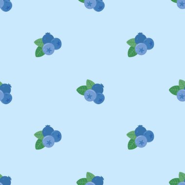 Yabanmersini. Böğürtlenli, düz şekilli vektör deseni. Şirin botanik çizimi