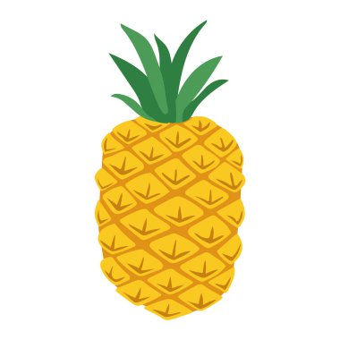 Ananas. Düz arkaplanda şirin bir vektör çizimi. Yaz tropikal meyvelerinin botanik çizimi