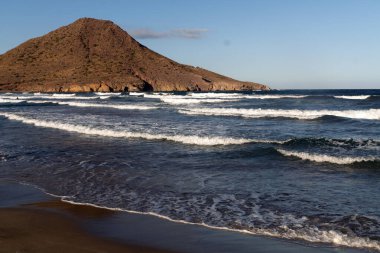 Los Genoveses beach at sunset in the Gata Cape Natural Park coast. Almera, Andalucia, Spain.