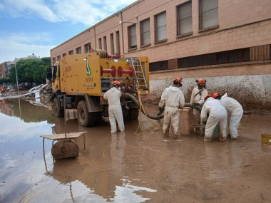 CATARROJA, SPAIN - NOVEMBER 9, 2024: View of devastating floods in Valencia caused by torrential rains on October 29 - 30. The disaster has affected several towns, such as Catarroja and Paiporta. clipart