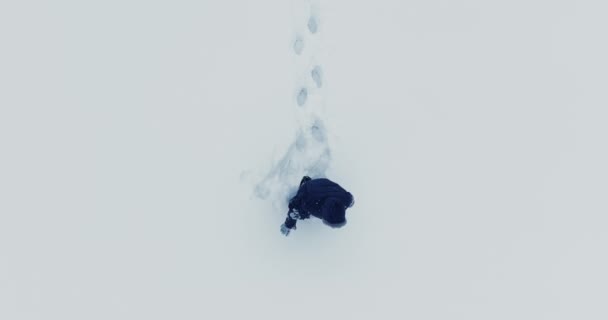 Excursie Pierdută Aer Liber Furtună Zăpadă — Videoclip de stoc