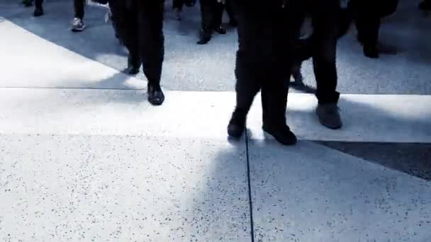 Толпы Пешеходов Пересекают Городскую Дорогу Мегаполисе Высококачественные Кадры — стоковое видео