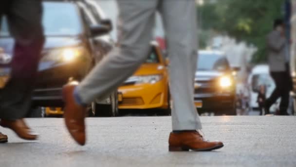 Multidões Pedestres Atravessando Estrada Urbana Metrópole Imagens Alta Qualidade — Vídeo de Stock