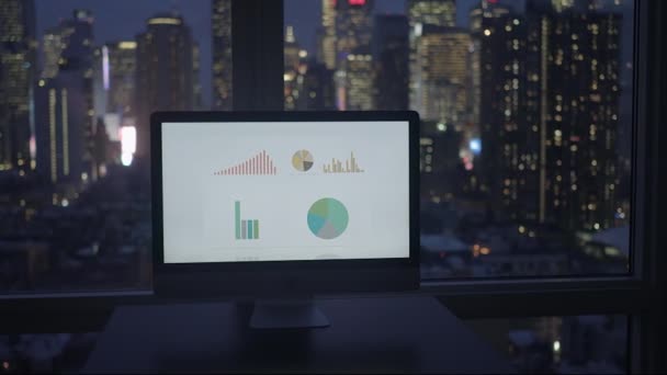 Corporate Finance Business Chart Computer Screen Background Inglês Imagens Alta — Vídeo de Stock