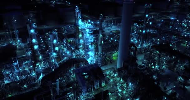 Filmisk Drone Skud Industrielle Olie Gas Raffinaderi Destilleri Plante Station – Stock-video
