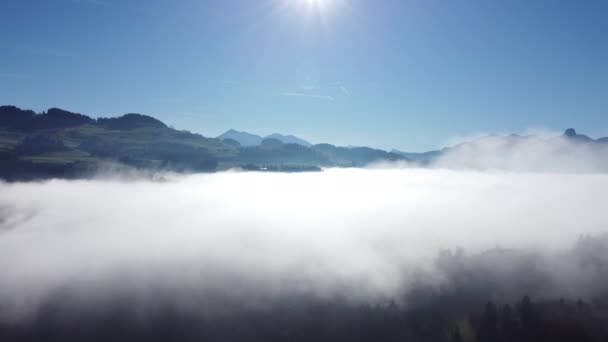 Aerial View Foggy Mystical Landscape Scenery High Quality Footage — Stock Video
