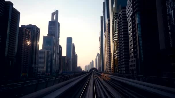 Trailroad Track Train Board Time Lapse Futuristic City View Vysoce — Stock video