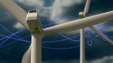 Rüzgar Türbini Yenilenebilir Sürdürülebilir Enerji Gücü üretiyor. Yüksek kalite 4k görüntü