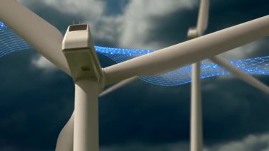 İklim Dostu Çevre Karbonu Yeşil Elektriksiz Rüzgar Gücü. Yüksek kalite 4k görüntü