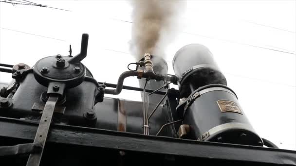 Eski Vintage Retro Nostaljik Endüstriyel Teknoloji Buhar Makinesi Yüksek Kaliteli — Stok video