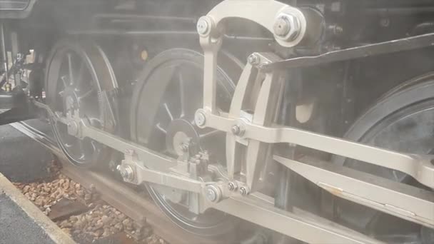 历史蒸汽机车火车头在铁路轨道上行驶 优质Fullhd影片 — 图库视频影像