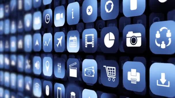 Smartphone Display Mit Software App Icons Anwendungshintergrund Hochwertiges Filmmaterial — Stockvideo