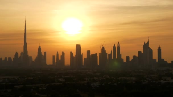 Tidsförskjutning Stadens Skyline Vid Solnedgången Himlen Högkvalitativ Film — Stockvideo