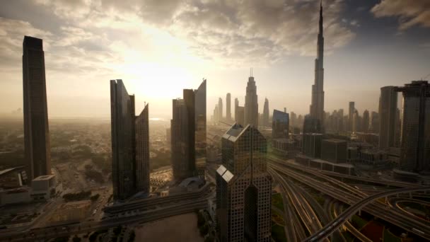 Modern Futurisztikus Város Látképének Időeltolódása Kiváló Minőségű Felvételek — Stock videók