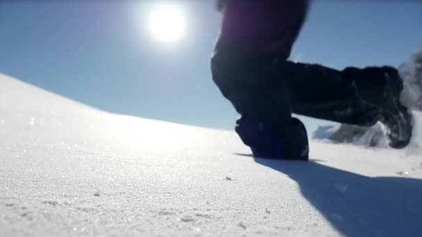Альпійська Пригода Експедиція Пішохідний Туризм Глибокій Сніговій Горі Пейзаж Відкритому — стокове відео