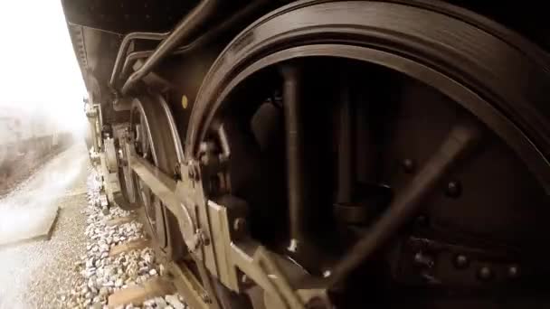 Motor Vapor Histórico Locomotiva Trem Condução Trilhos Ferroviários Imagens Fullhd — Vídeo de Stock