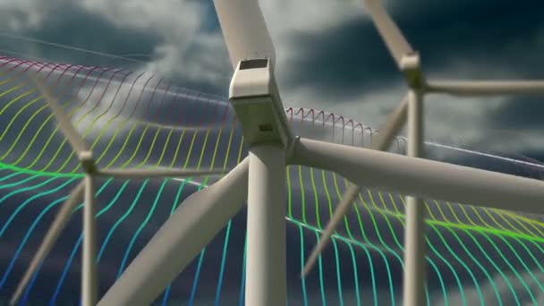 Szélturbinák Megújuló Fenntartható Energiát Termelnek Kiváló Minőségű Felvételek — Stock videók