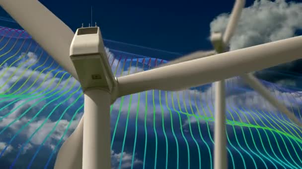 Ветряная Энергия Экологически Чистого Города Выбросов Углерода Высококачественные Кадры — стоковое видео