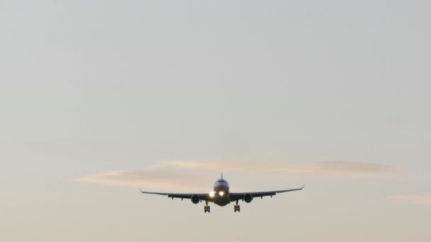 Комерційний Літак Jet Plane Приземлився Аеропорту Після Польоту Високоякісні Кадри — стокове відео