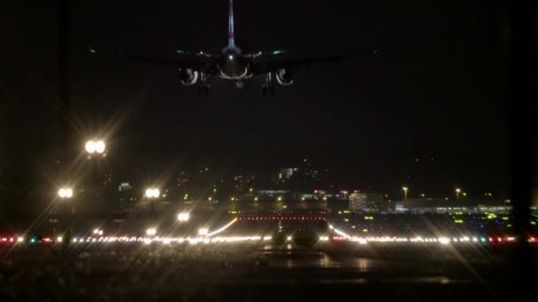Avion Commercial Avion Réaction Atterrissage Aéroport Après Voyage Vol Images — Video