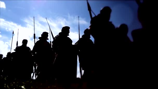 Soldat Vintage Rétro Armé Worriors Avec Bouclier Lances Marchant Des — Video