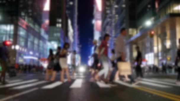 Crowds Pedestrians Commuting City Business District Rush Hour Traffic High — Stock Video