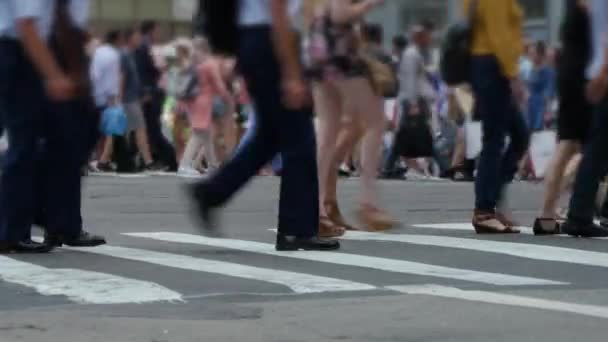 Crowds Pedestrians Commuting City Business District Rush Hour Traffic High — Stock Video