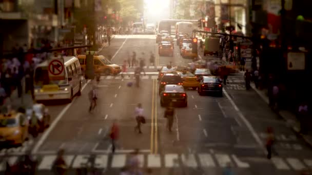 Crowds Pedestrians Commuting Crowded Urban Road Busy Hectic Fast Speed — Stock Video