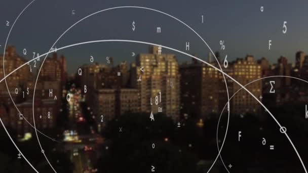 Smart City Connected Vezeték Nélküli Mesterséges Intelligencia Felhőalapú Számítástechnika Kiváló — Stock videók