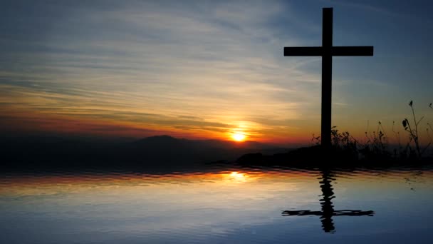 Kristendom Crucifix Tro Gud Andlighet Himmel Bakgrund Högkvalitativ Film — Stockvideo