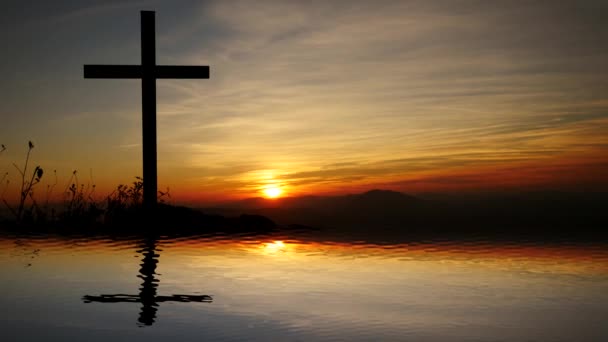 Cristianismo Crucifijo Dios Espiritualidad Cielo Fondo Imágenes Alta Calidad — Vídeo de stock