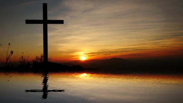 Cristianismo Crucifijo Dios Espiritualidad Cielo Fondo Imágenes Alta Calidad — Vídeos de Stock