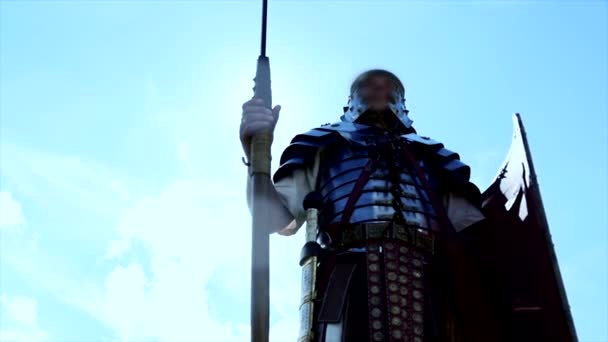 Történelmi Gladiátorok Együtt Sétáló Katonák Csatatéren Háborúba Mennek Kiváló Minőségű — Stock videók