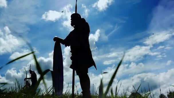 Gladiadores Históricos Soldados Caminando Juntos Campo Batalla Yendo Guerra Imágenes — Vídeos de Stock