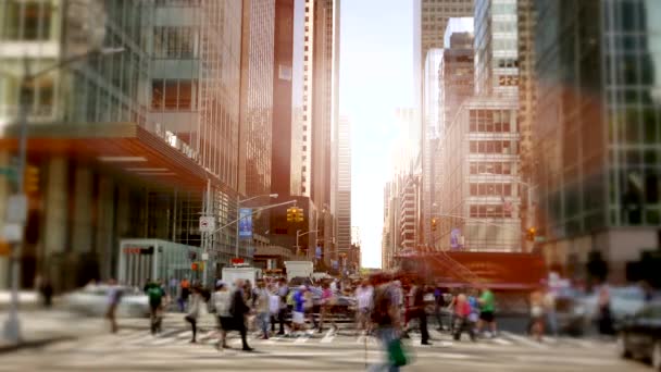 Толпы Деловых Людей Идущих Городу Пересекающих Городскую Улицу Высококачественные Кадры — стоковое видео