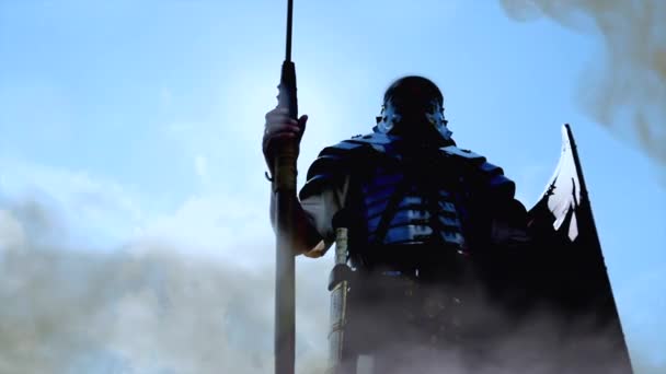 Historische Gladiatoren Soldaten Gehen Gemeinsam Auf Dem Schlachtfeld Den Krieg — Stockvideo