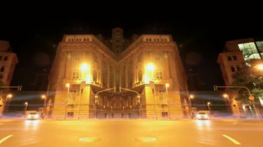 Şirket Finans Ofisi Şehir Merkezi Skyline Dış Görünümü. Yüksek kalite 4k görüntü