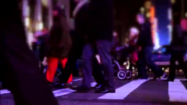 Pedestrians Commuting Crowded Street Rush Hour Traffic High Quality Footage — Stock Video